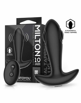 IY Milton - Vibrerende Buttplug met Dubbele Klopfunctie en Afstandsbediening - Zwart