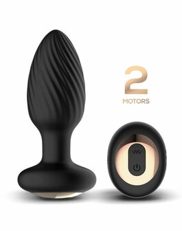 IY Drago - Vibrerende Buttplug - 360&deg; Twister Beweging met Afstandsbediening - Zwart