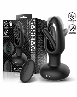 IY Sasha - Vibrerende Buttplug met Bewegend Tongetje en Afstandsbediening - Zwart