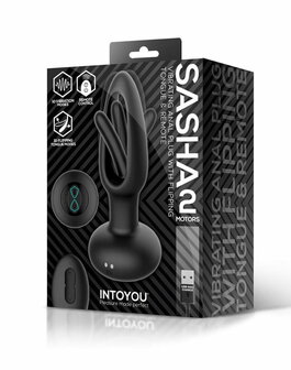 IY Sasha - Vibrerende Buttplug met Bewegend Tongetje en Afstandsbediening - Zwart