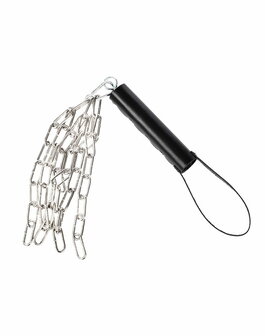 Rimba - Lederen Zweep met Metalen Ketting - Zwart &amp; Zilver