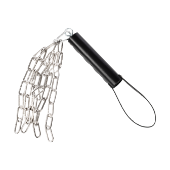 Rimba - Lederen Zweep met Metalen Ketting - Zwart &amp; Zilver