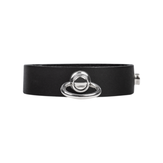 Rimba - Leren Cockring met Metalen O-Ring - Zwart &amp; Zilver