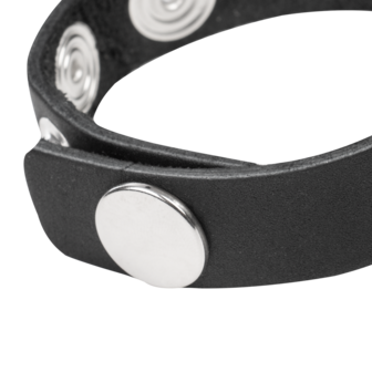 Rimba - Leren Cockring met Metalen O-Ring - Zwart &amp; Zilver