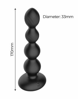 IY Mouve - Roterende en Vibrerende Geribbelde Buttplug met Afstandsbediening - 2 motoren - Zwart