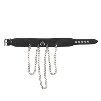 Rimba - Collar met Kettingen - Zwart &amp; Zilver - Maat S/M