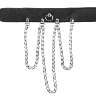 Rimba - Collar met Kettingen - Zwart &amp; Zilver - Maat S/M