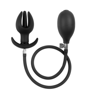 Rimba - Lederen Kuisheidsslip voor Mannen met Opblaasbare Anale Plug - Zwart
