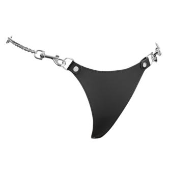 Rimba - Lederen string met afneembare kettingen - Zwart &amp; Zilver