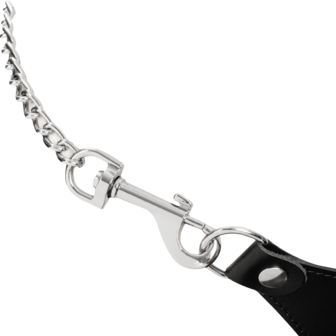 Rimba - Lederen string met afneembare kettingen - Zwart &amp; Zilver