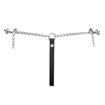 Rimba - Lederen string met afneembare kettingen - Zwart &amp; Zilver