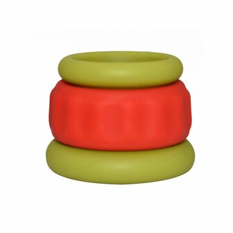 Kiotos - 2 in 1 Siliconen Cockring &amp; Ball Stretcher - Rood/Groen