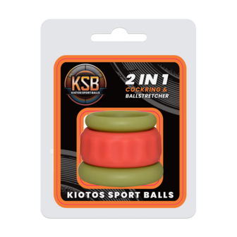 Kiotos - 2 in 1 Siliconen Cockring &amp; Ball Stretcher - Rood/Groen
