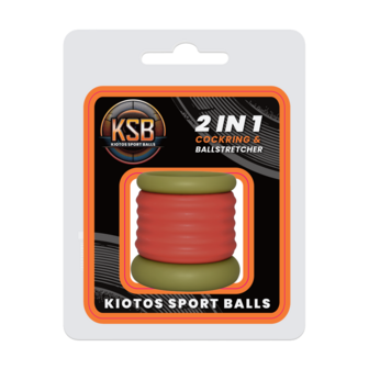 Kiotos - 2 in 1 Siliconen Cockring &amp; Ball Stretcher - Extra Hoog - Rood/Groen