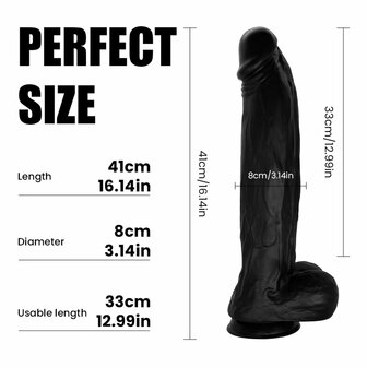 Kiotos Cox Mega Dildo Nr. 8 - 41 x 8 cm - Zwart