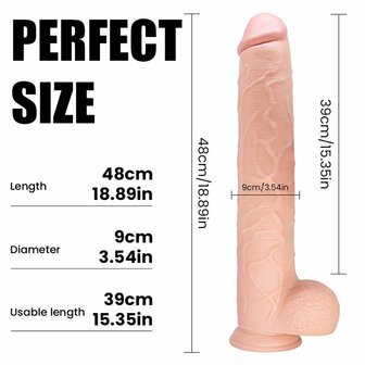 Kiotos Cox Mega Dildo Nr. 9 - 48 x 8 cm - Lichte Huidskleur