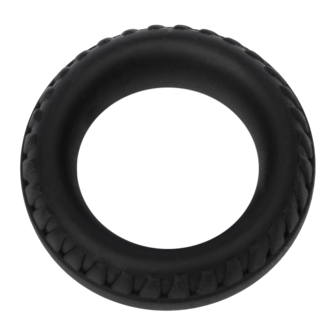 Rimba Bondage Play - Siliconen Cockring met Bandenmotief - Zwart - Diameter 35 mm