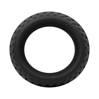 Rimba Bondage Play - Siliconen Cockring met Bandenmotief - Zwart - Diameter 25 mm