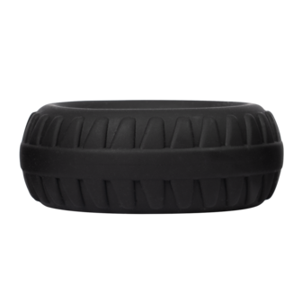 Rimba Bondage Play - Siliconen Cockring met Bandenmotief - Zwart - Diameter 30 mm