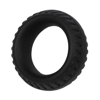 Rimba Bondage Play - Siliconen Cockring met Bandenmotief - Zwart - Diameter 30 mm