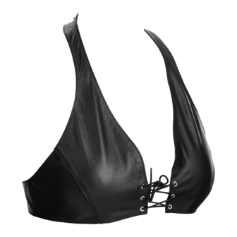 Rimba - Lederen Bustier met Vetersluiting - Zwart - Maat M
