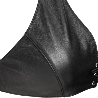 Rimba - Lederen Bustier met Vetersluiting - Zwart - Maat L