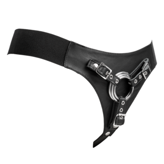 Rimba- Verstelbaar Lederen Strap-On Harnas - Zwart - Maat L/XL