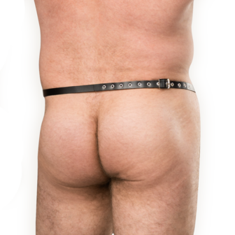 Rimba - Lederen Heupband Voor Peniskooien - Zwart - Maat XL