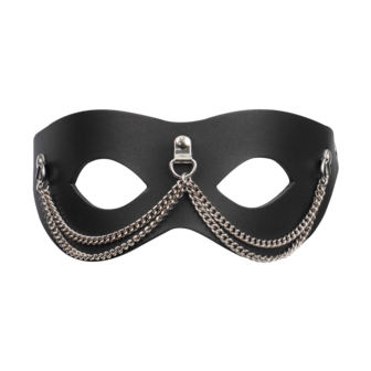 Rimba - Lederen Masker met Kettingdecoratie - Zwart &amp; Zilver