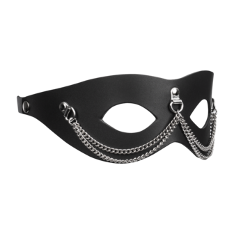 Rimba - Lederen Masker met Kettingdecoratie - Zwart &amp; Zilver