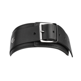 Rimba - Lederen Halsband met Dubbele D-ring - Zwart