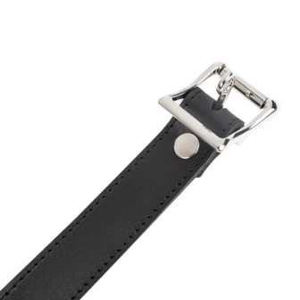 Rimba - Lederen Halsband met Hangslotsluiting - Zwart