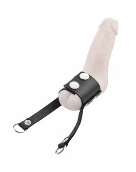 Rimba - Lederen ballstretcher met Riempjes voor Gewichten of Leiband - Zwart