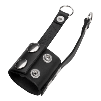 Rimba - Lederen ballstretcher met Riempjes voor Gewichten of Leiband - Zwart