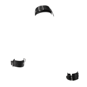 Rimba - Lederen Boeienset met Halsband en Ketting - Zwart/Zilver