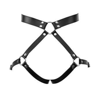 Rimba - Luxe Lederen Bondageharnas met Boeien - Zwart
