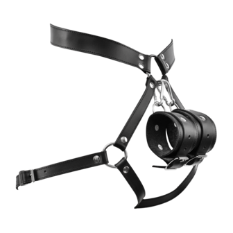 Rimba - Luxe Lederen Bondageharnas met Boeien - Zwart