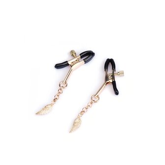 Liebe Seele - Luxe Tepelklemmen met Strass Engelen Vleugels Hangers - Goud