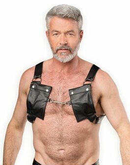 Rimba - Luxe Lederen Borstharnas met Zakken - Zwart