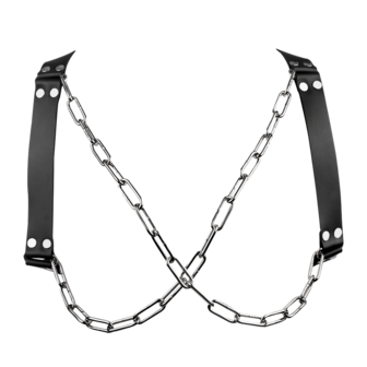 Rimba - Lederen Borstharnas met Kettingen - Zwart/Zilver