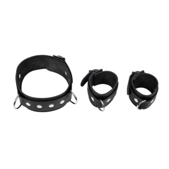 Rimba - Verstelbare Spreidstang met Halsband en Handboeien - Zwart/Zilver