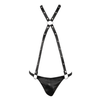 Rimba - Lederen Bodyharnas met Slip - Zwart