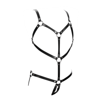 Rimba Bondage Play - Lederen Body Harnas - Zwart