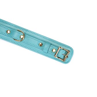 Liebe Seele - Siren's Cove - Lamslederen Collar met Leiband - Lichtblauw - Gouden Hardware