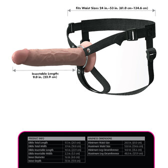 Pipedream - Fantasy X-Tensions - Silicone Holle Strap-On - 24 cm - Lichte Huidskleur