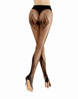 Ballerina - Exclusieve Panty - Lozenge - 20 denier - Zwart - Maat L/XL