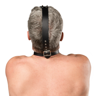 Rimba - Lederen Hoofdharnas met Collar en Neushaak - Zwart