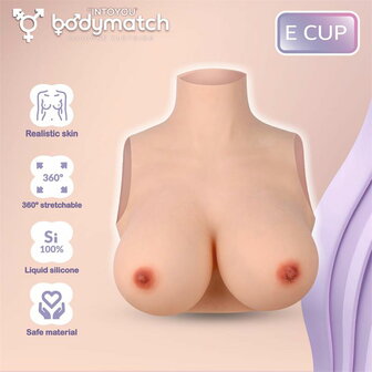Bodymatch - Boodie - Realistische Siliconen Borstprothese - Lichte Huidskleur - Cup E
