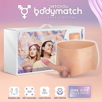 Bodymatch - Blayke - Bodysuit met Ge&iuml;ntegreerde Siliconen Penis - One Size - Lichte Huidskleur