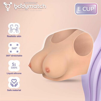 Bodymatch - Bowie - Realistische siliconen borstprothese - Lichte Huidskleur - Cup E
